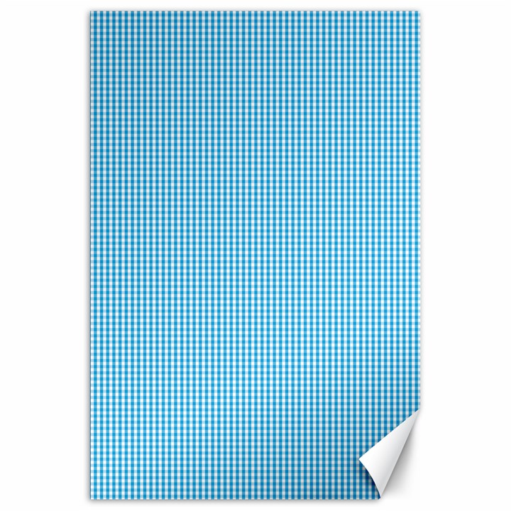 Oktoberfest Bavarian Blue and White Small Gingham Check Canvas 20  x 30 