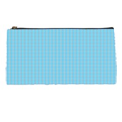 Oktoberfest Bavarian Blue And White Small Gingham Check Pencil Cases by PodArtist