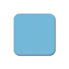 Oktoberfest Bavarian Blue And White Gingham Check Rubber Coaster (square)  by PodArtist