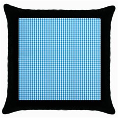 Oktoberfest Bavarian Blue And White Gingham Check Throw Pillow Case (black) by PodArtist