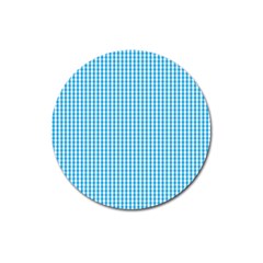 Oktoberfest Bavarian Blue And White Gingham Check Magnet 3  (round) by PodArtist