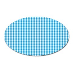 Oktoberfest Bavarian Blue And White Gingham Check Oval Magnet by PodArtist