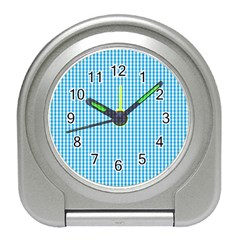 Oktoberfest Bavarian Blue And White Gingham Check Travel Alarm Clock by PodArtist