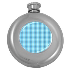 Oktoberfest Bavarian Blue And White Gingham Check Round Hip Flask (5 Oz) by PodArtist