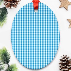 Oktoberfest Bavarian Blue And White Gingham Check Oval Ornament (two Sides) by PodArtist