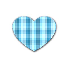 Oktoberfest Bavarian Blue And White Gingham Check Rubber Coaster (heart)  by PodArtist