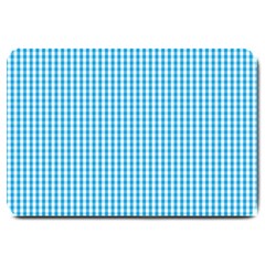 Oktoberfest Bavarian Blue And White Gingham Check Large Doormat  by PodArtist