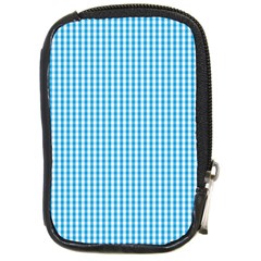 Oktoberfest Bavarian Blue And White Gingham Check Compact Camera Leather Case by PodArtist