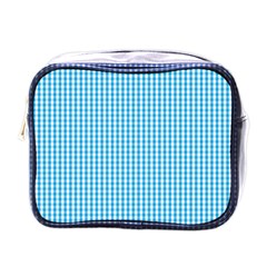 Oktoberfest Bavarian Blue And White Gingham Check Mini Toiletries Bag (one Side) by PodArtist