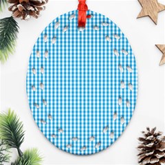 Oktoberfest Bavarian Blue And White Gingham Check Ornament (oval Filigree) by PodArtist