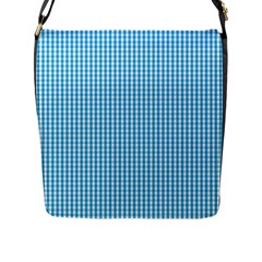 Oktoberfest Bavarian Blue And White Gingham Check Flap Closure Messenger Bag (l) by PodArtist