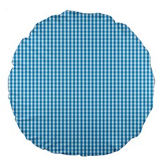 Oktoberfest Bavarian Blue And White Gingham Check Large 18  Premium Flano Round Cushions by PodArtist