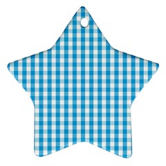 Oktoberfest Bavarian Blue And White Large Gingham Check Ornament (star) by PodArtist