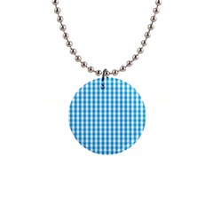 Oktoberfest Bavarian Blue And White Large Gingham Check Button Necklaces by PodArtist