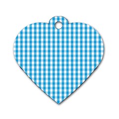 Oktoberfest Bavarian Blue And White Large Gingham Check Dog Tag Heart (two Sides) by PodArtist