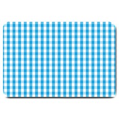 Oktoberfest Bavarian Blue And White Large Gingham Check Large Doormat  by PodArtist