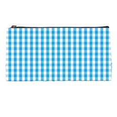 Oktoberfest Bavarian Blue And White Large Gingham Check Pencil Cases by PodArtist