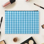 Oktoberfest Bavarian Blue and White Large Gingham Check Cosmetic Bag (Large) Back