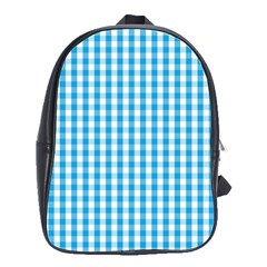 Oktoberfest Bavarian Blue And White Large Gingham Check School Bag (large) by PodArtist