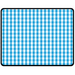 Oktoberfest Bavarian Blue And White Large Gingham Check Fleece Blanket (medium)  by PodArtist