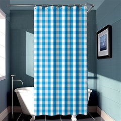 Oktoberfest Bavarian Blue And White Large Gingham Check Shower Curtain 36  X 72  (stall)  by PodArtist