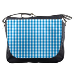 Oktoberfest Bavarian Blue And White Large Gingham Check Messenger Bag by PodArtist