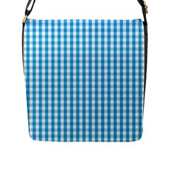 Oktoberfest Bavarian Blue And White Large Gingham Check Flap Closure Messenger Bag (l) by PodArtist