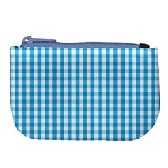 Oktoberfest Bavarian Blue And White Large Gingham Check Large Coin Purse by PodArtist