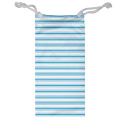 Oktoberfest Bavarian Blue And White Large Mattress Ticking Stripes Jewelry Bag by PodArtist