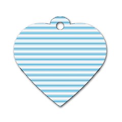 Oktoberfest Bavarian Blue And White Large Mattress Ticking Stripes Dog Tag Heart (two Sides) by PodArtist