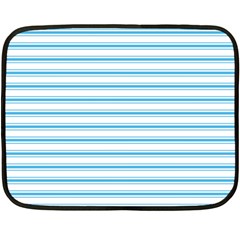 Oktoberfest Bavarian Blue And White Large Mattress Ticking Stripes Double Sided Fleece Blanket (mini)  by PodArtist