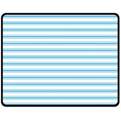 Oktoberfest Bavarian Blue And White Large Mattress Ticking Stripes Fleece Blanket (medium)  by PodArtist