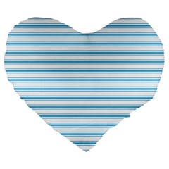 Oktoberfest Bavarian Blue And White Large Mattress Ticking Stripes Large 19  Premium Flano Heart Shape Cushions by PodArtist