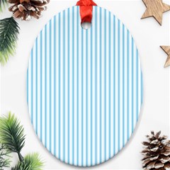 Oktoberfest Bavarian Blue And White Mattress Ticking Ornament (oval) by PodArtist