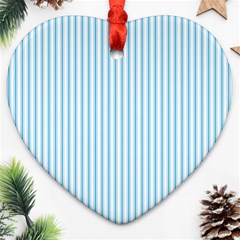 Oktoberfest Bavarian Blue And White Mattress Ticking Ornament (heart) by PodArtist