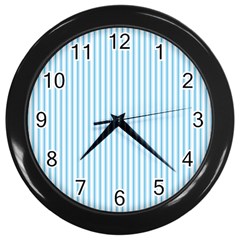 Oktoberfest Bavarian Blue And White Mattress Ticking Wall Clock (black) by PodArtist