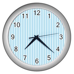 Oktoberfest Bavarian Blue And White Mattress Ticking Wall Clock (silver) by PodArtist