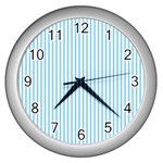 Oktoberfest Bavarian Blue and White Mattress Ticking Wall Clock (Silver) Front