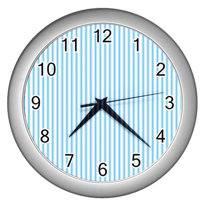 Oktoberfest Bavarian Blue and White Mattress Ticking Wall Clock (Silver)