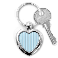 Oktoberfest Bavarian Blue And White Mattress Ticking Key Chains (heart)  by PodArtist