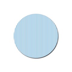 Oktoberfest Bavarian Blue And White Mattress Ticking Rubber Coaster (round)  by PodArtist