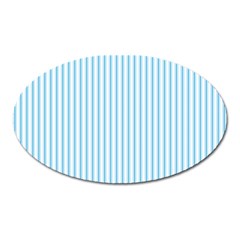 Oktoberfest Bavarian Blue And White Mattress Ticking Oval Magnet by PodArtist