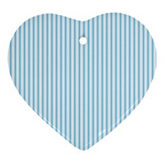 Oktoberfest Bavarian Blue And White Mattress Ticking Heart Ornament (two Sides) by PodArtist