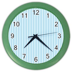 Oktoberfest Bavarian Blue And White Mattress Ticking Color Wall Clock by PodArtist