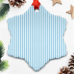 Oktoberfest Bavarian Blue And White Mattress Ticking Snowflake Ornament (two Sides) by PodArtist