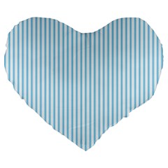 Oktoberfest Bavarian Blue And White Mattress Ticking Large 19  Premium Flano Heart Shape Cushions by PodArtist