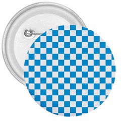 Oktoberfest Bavarian Large Blue And White Checkerboard 3  Buttons by PodArtist