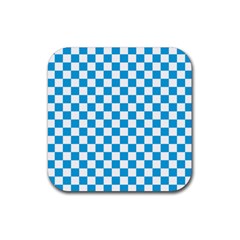 Oktoberfest Bavarian Large Blue And White Checkerboard Rubber Coaster (square)  by PodArtist