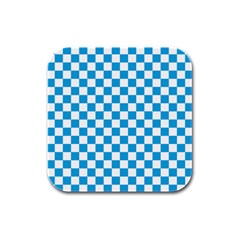 Oktoberfest Bavarian Large Blue And White Checkerboard Rubber Square Coaster (4 Pack)  by PodArtist