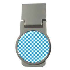 Oktoberfest Bavarian Large Blue And White Checkerboard Money Clips (round)  by PodArtist